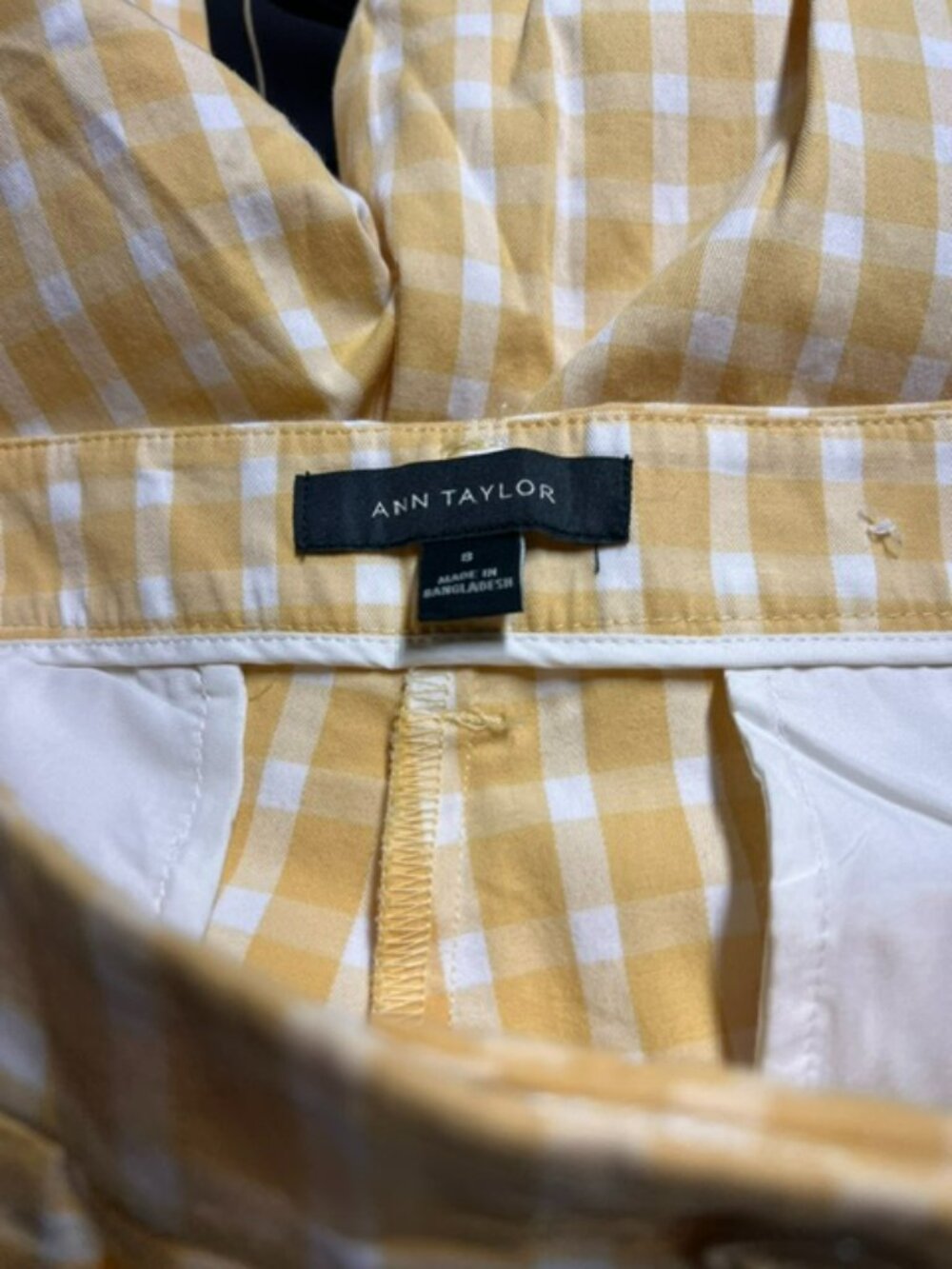 Ann Taylor Yellow & White Check Crop Pants Size 8 - Picture 8 of 8